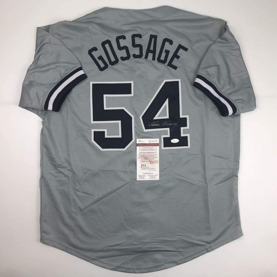 Autographed/Signed GOOSE GOSSAGE New York Grey Baseball Jersey JSA COA Auto