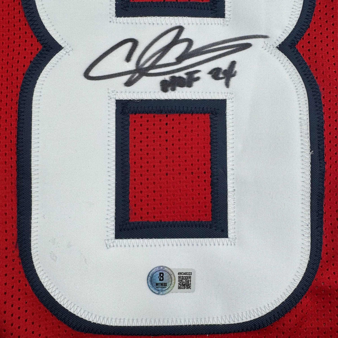 Autographed/Signed ANDRE JOHNSON Houston Red Football Jersey JSA COA Auto