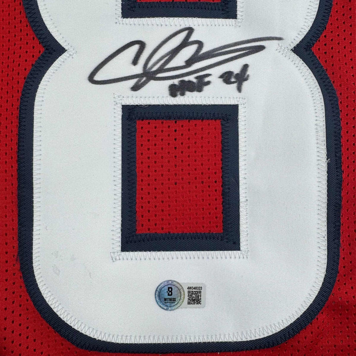 Autographed/Signed ANDRE JOHNSON Houston Red Football Jersey JSA COA Auto