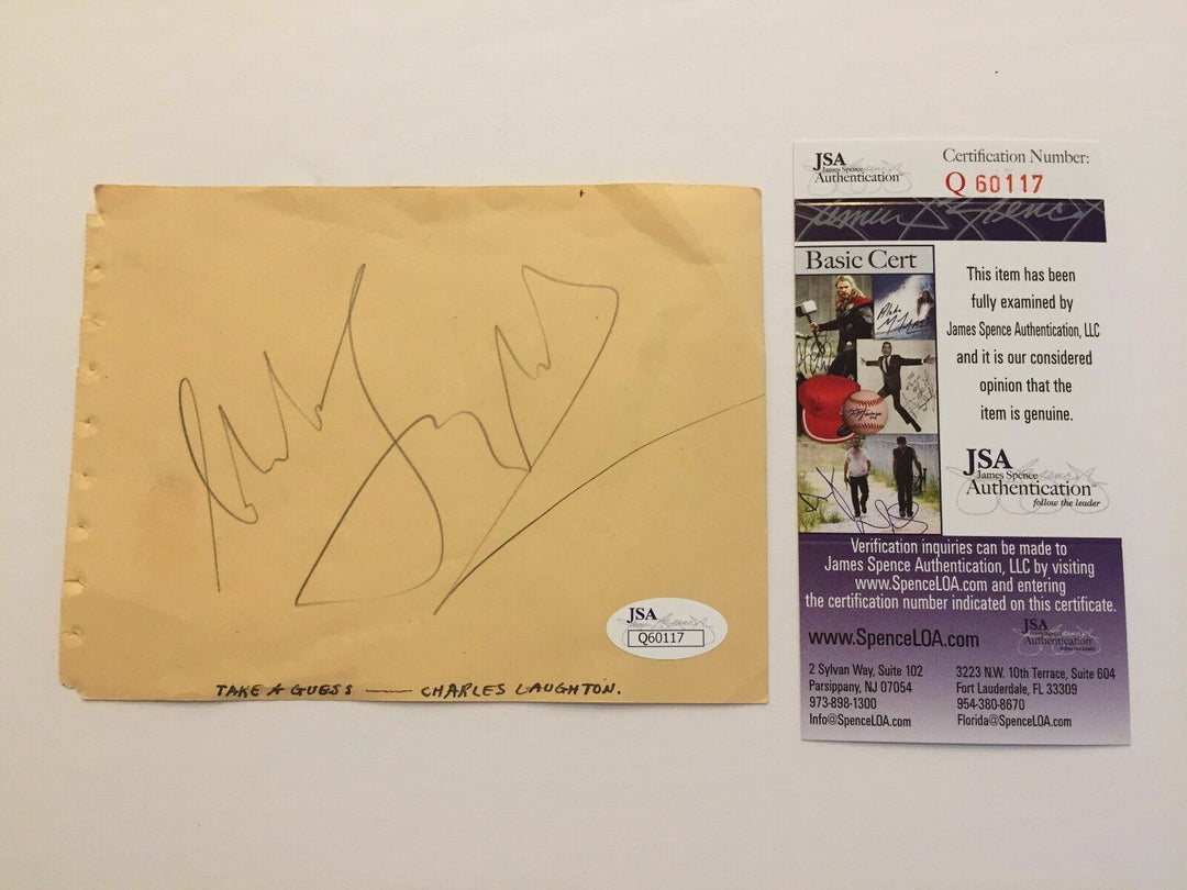 Charles Laughton Signed Cut Signature JSA COA Autograph  Iconic Actor Rare!
