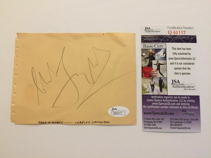 Charles Laughton Signed Cut Signature JSA COA Autograph  Iconic Actor Rare!