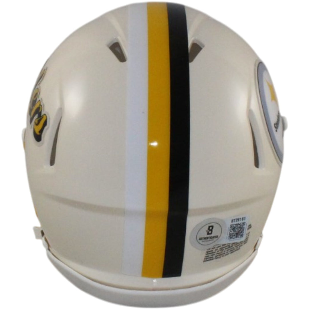 Troy Polamalu Autographed Pittsburgh Steelers Retro Mini Helmet Beckett 56182