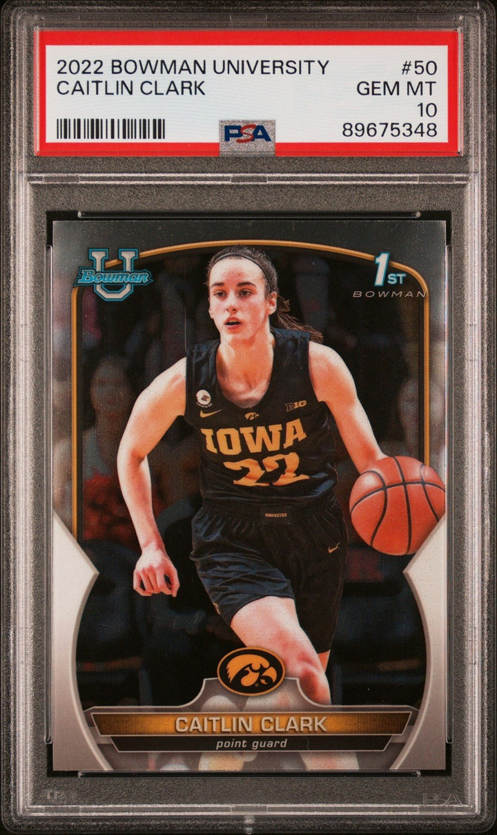 Graded 2022 Bowman University Caitlin Clark #50 Rookie RC Card PSA 10