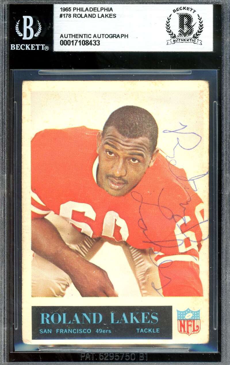 Roland Lakes Beckett BAS Signed 1965 Philadelphia Gum Rookie Autograph