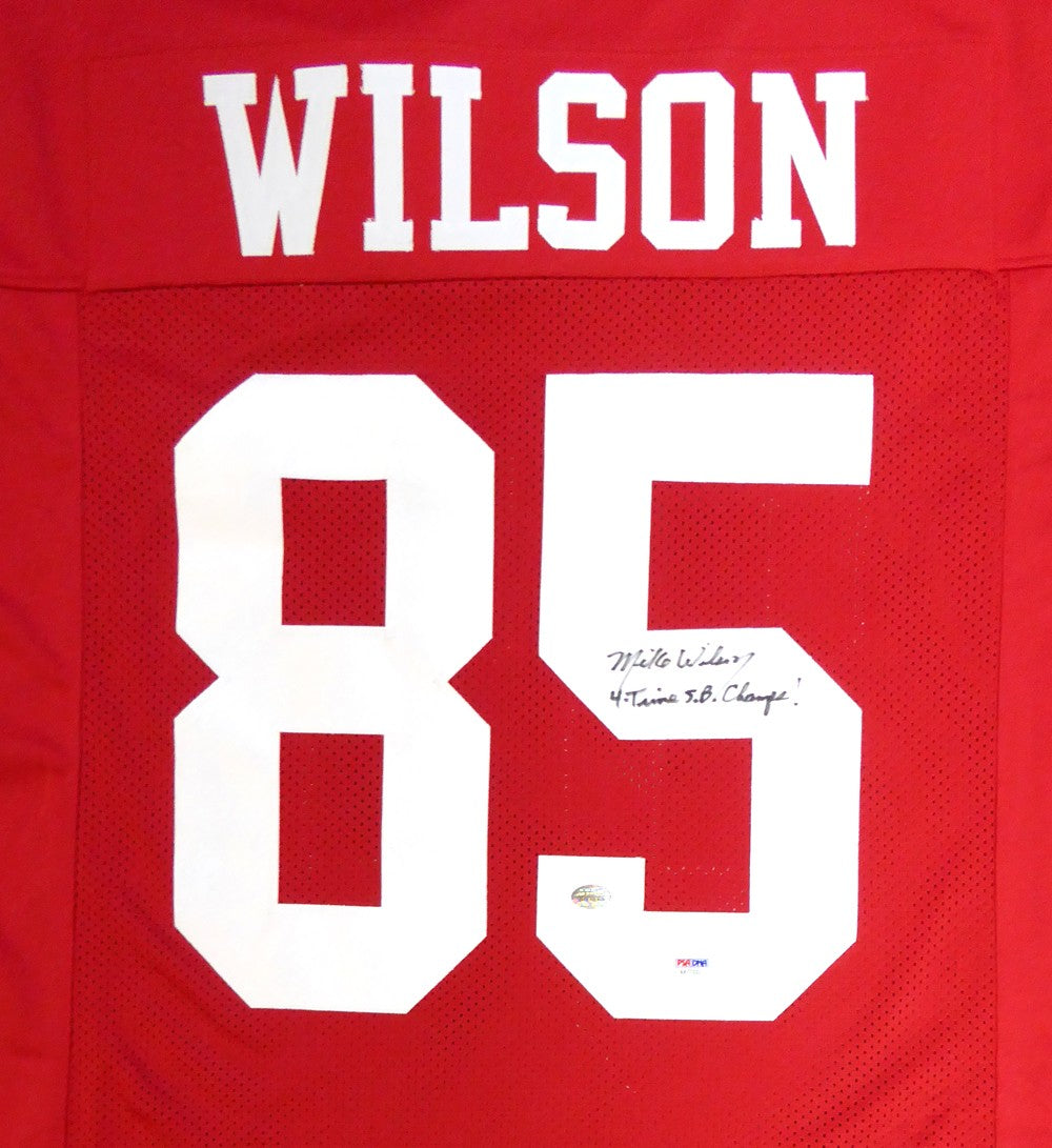 San Francisco 49ers Mike Wilson Signed Red Jersey "4X SB Champs!" PSA/DNA