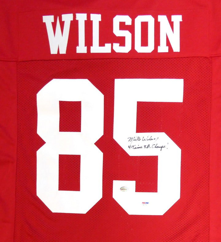 San Francisco 49ers Mike Wilson Signed Red Jersey "4X SB Champs!" PSA/DNA