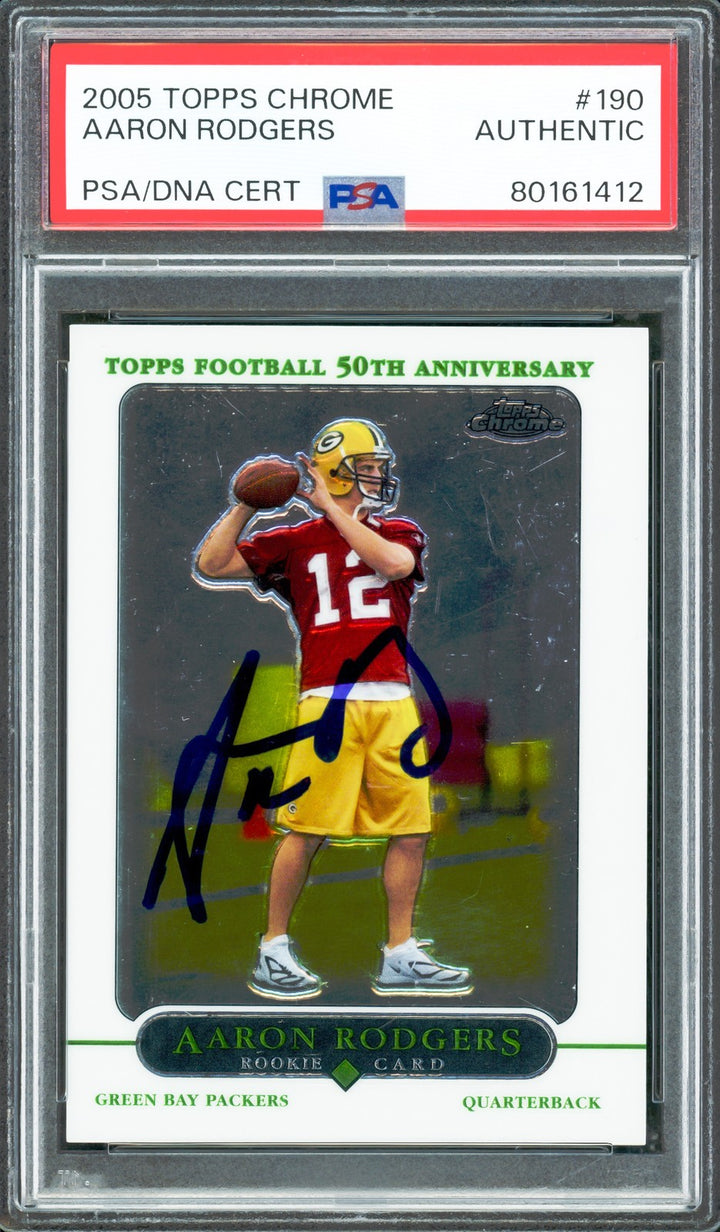 Aaron Rodgers Auto 2005 Topps Chrome RC 190 Green Bay Packers PSA/DNA #80161412