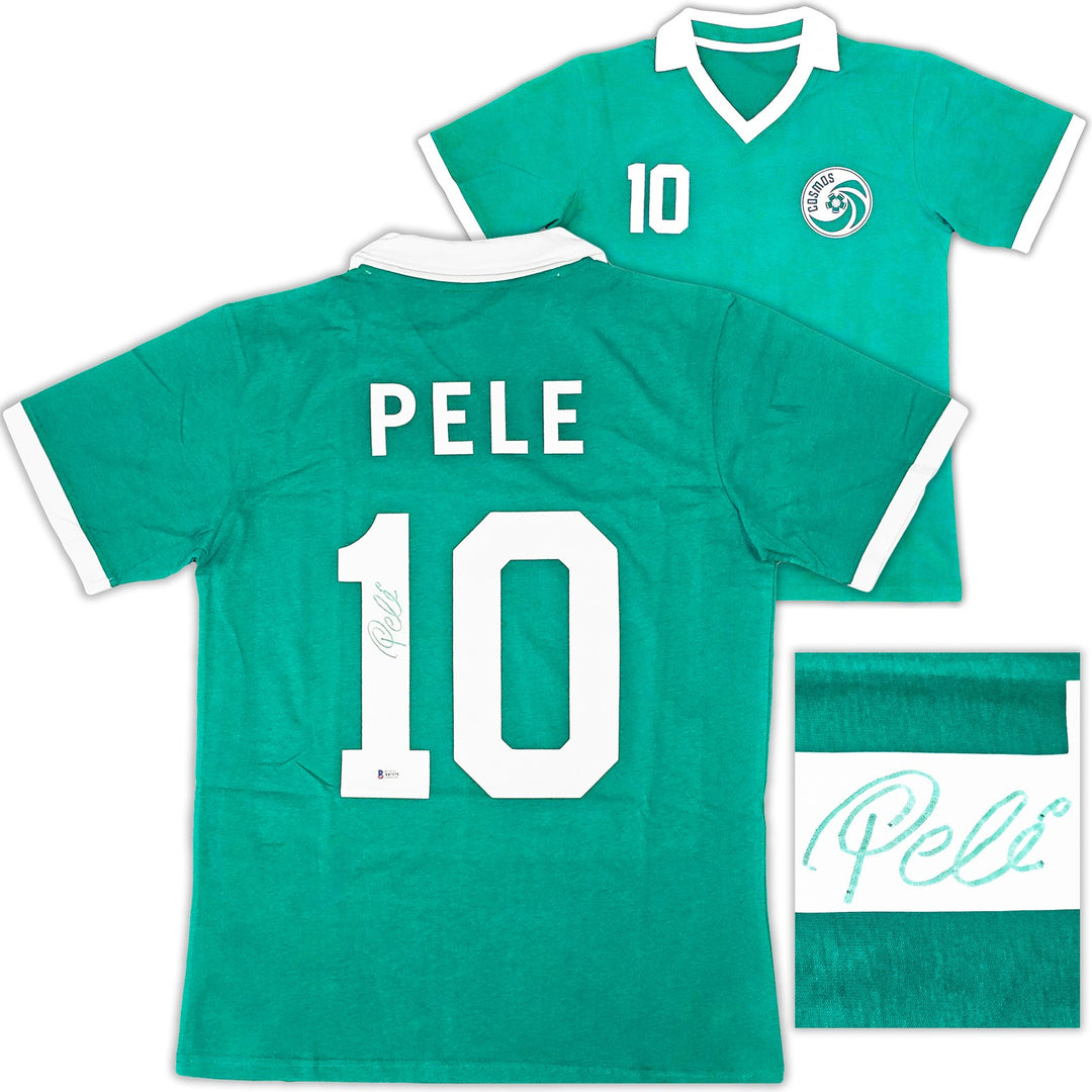 New York Cosmos Pele Autographed Signed Green Jersey Beckett BAS