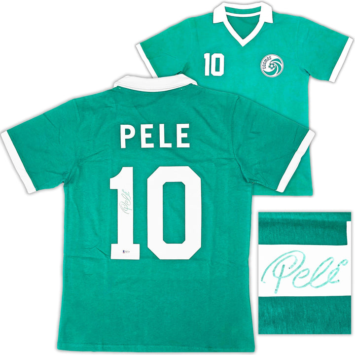 New York Cosmos Pele Autographed Signed Green Jersey Beckett BAS