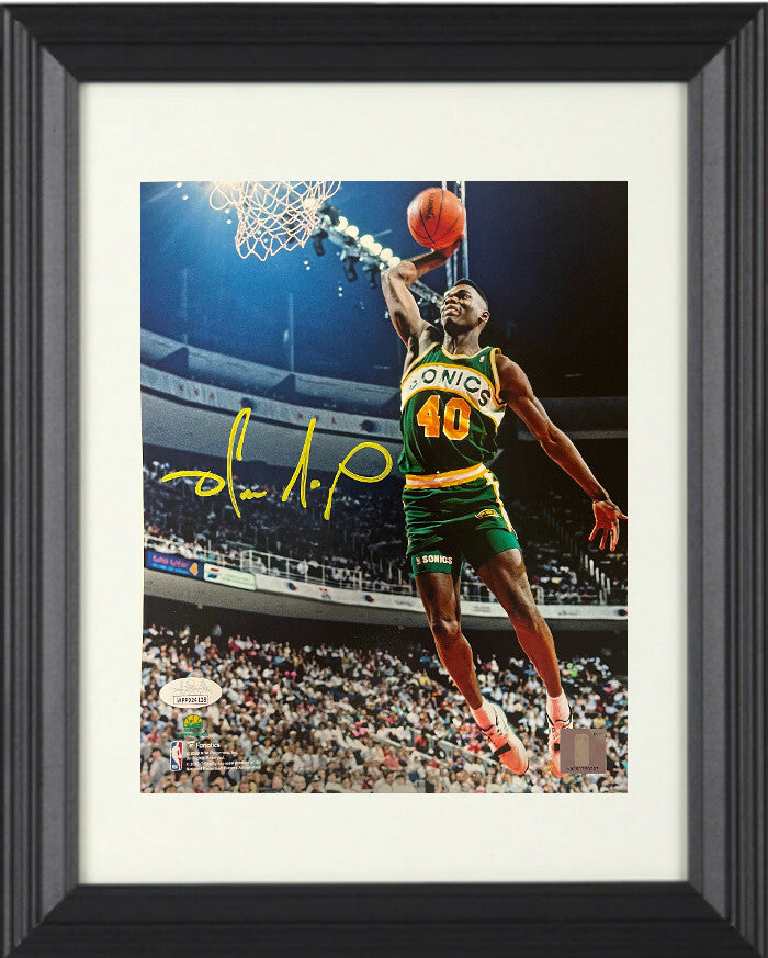 Shawn Kemp signed SuperSonics NBA 8X10 Photo Framed- JSA 1990 Slam Dunk Contest