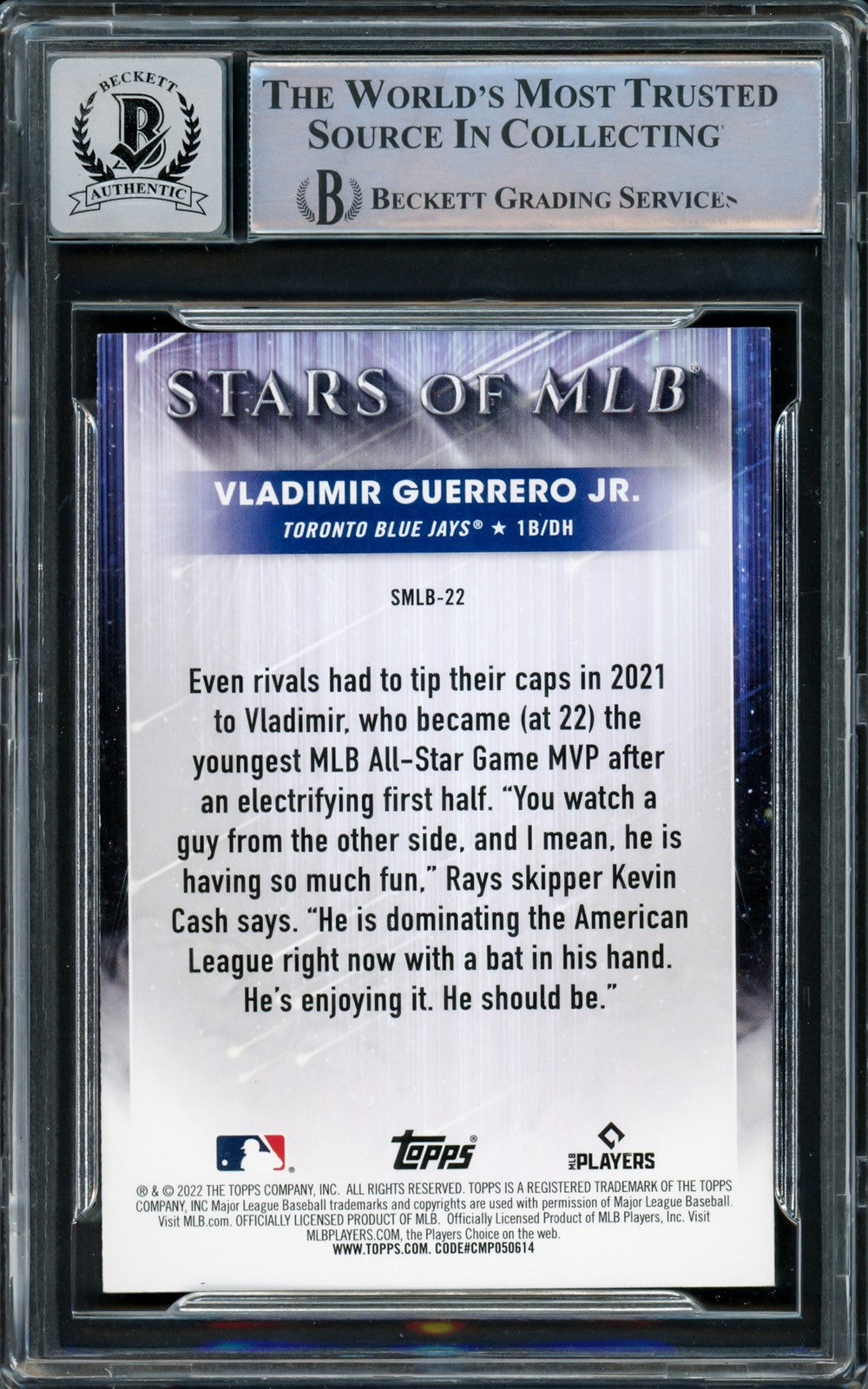 Vladimir Guerrero Jr Auto 2022 Topps Stars of MLB Card SMLB-22 Jays Sig 10 BAS