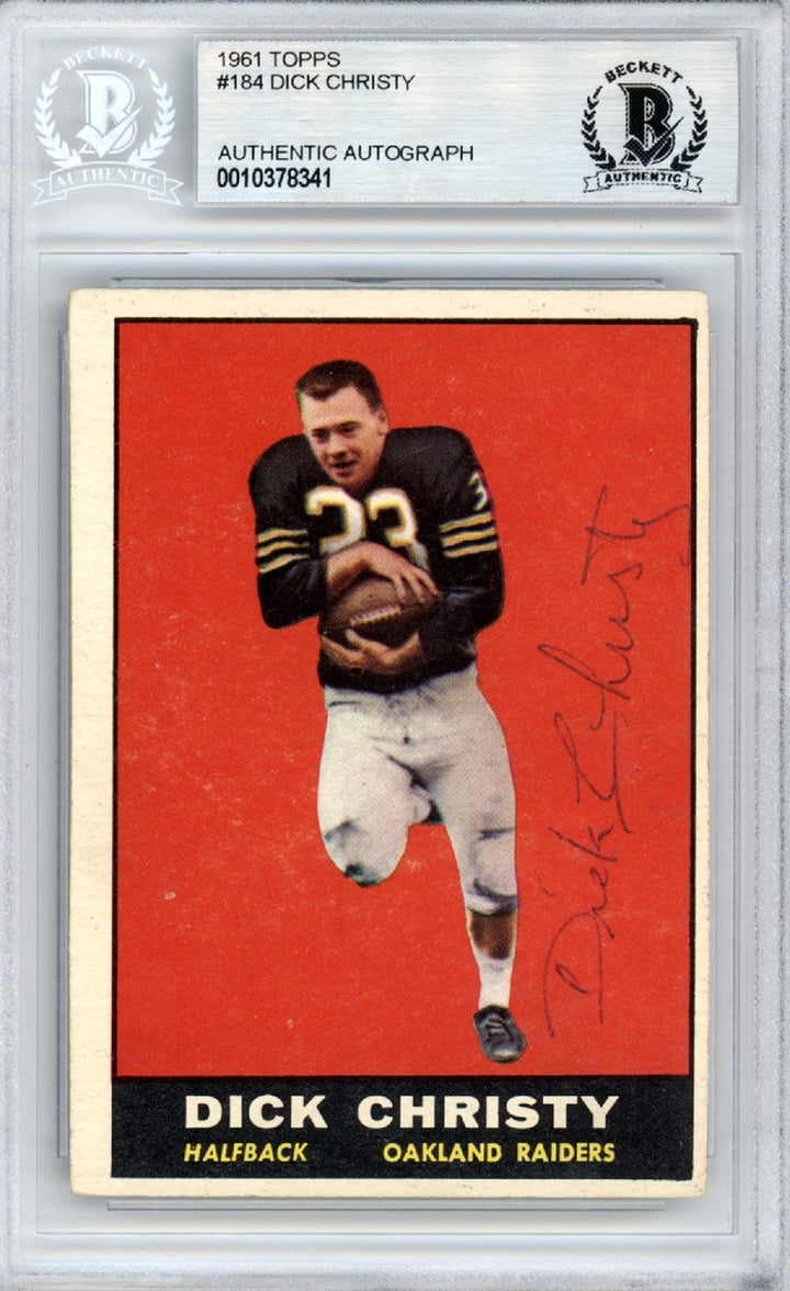 Dick Christy Signed 1961 Topps RC 184 Oakland Raiders Beckett #10378341