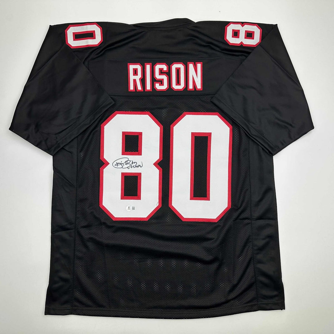 Autographed/Signed Andre Rison Atlanta Black Jersey Beckett BAS COA