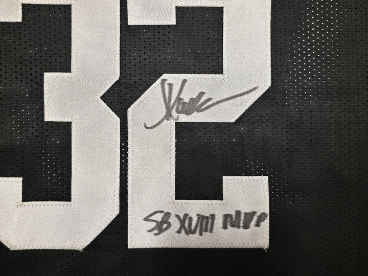 Raiders SB MVPs Fred Biletnikoff Jim Plunkett Marcus Allen Auto Black Jersey BAS