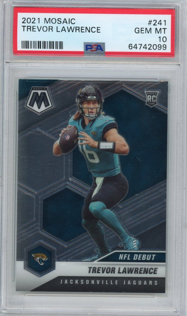 Graded 2021 Panini Mosaic Trevor Lawrence #241 Rookie RC Football Card PSA 10
