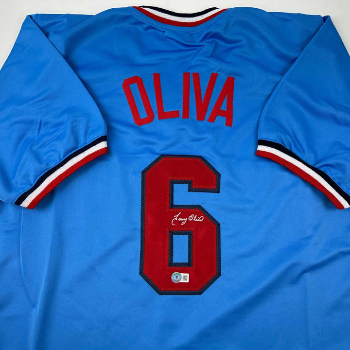 Autographed/Signed Tony Oliva Minnesota Light Blue Jersey Beckett COA