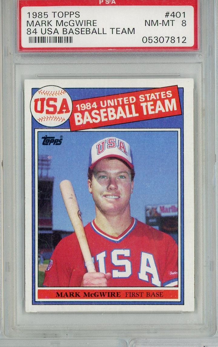 Graded 1985 Topps USA Team Mark McGwire #401 Rookie RC Card PSA 8 NM-MT