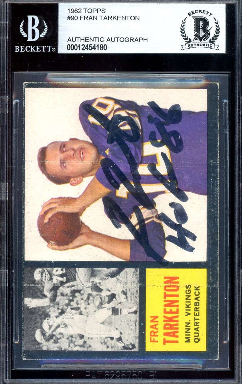 Fran Tarkenton Beckett BAS Signed 1962 Topps Rookie Autograph