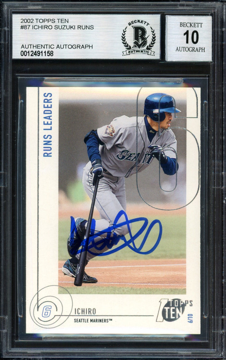 Ichiro Suzuki Signed 2002 Topps Ten Card 87 Mariners Auto 10 Beckett #12491158