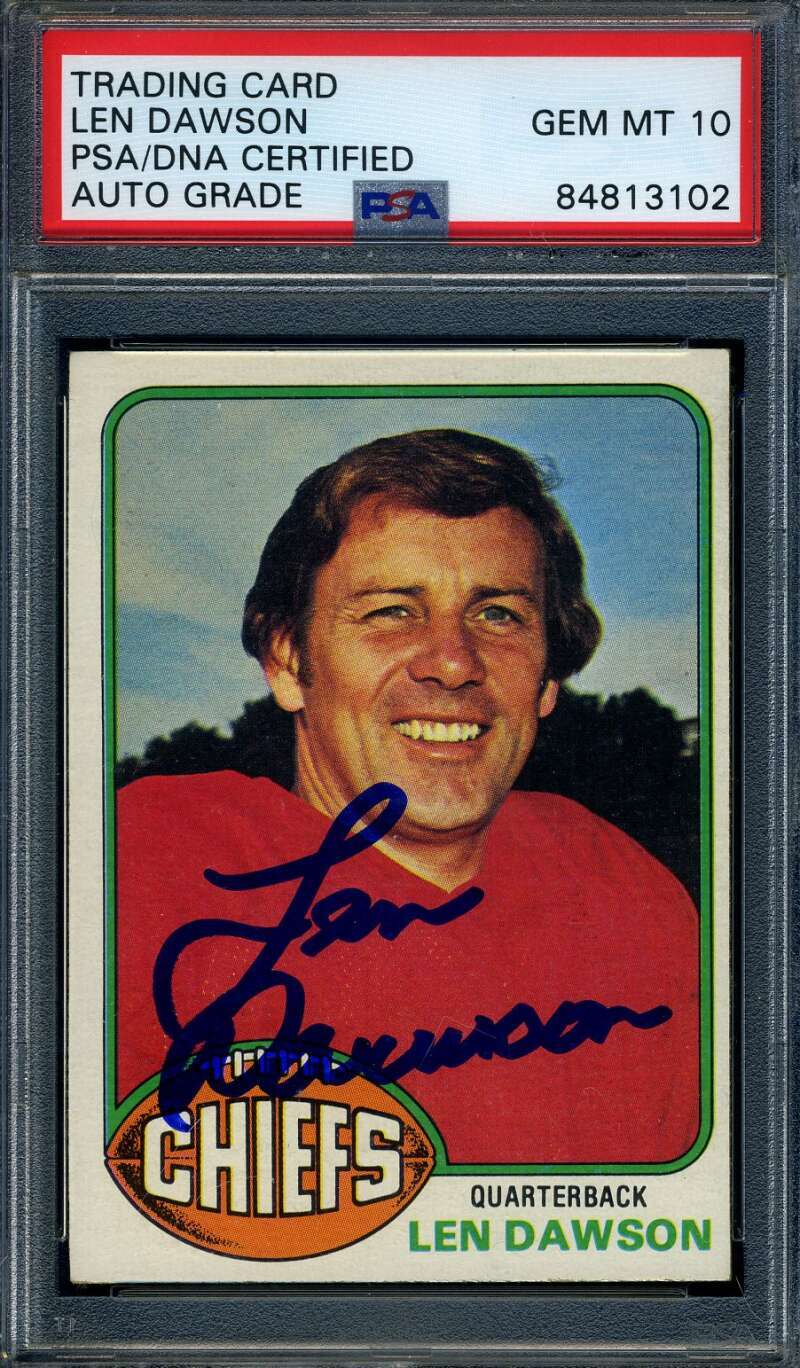 Len Dawson Gem Mint 10 PSA DNA Signed 1976 Topps Autograph