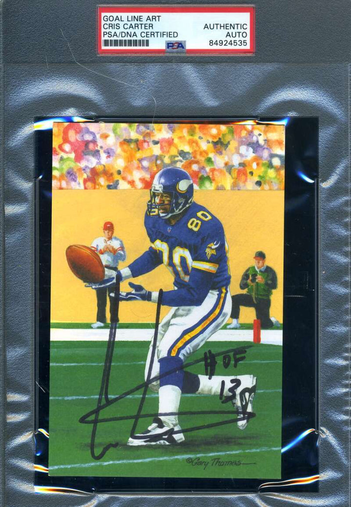Cris Carter PSA DNA Signed Goal Line Art Card GLAC Autograph