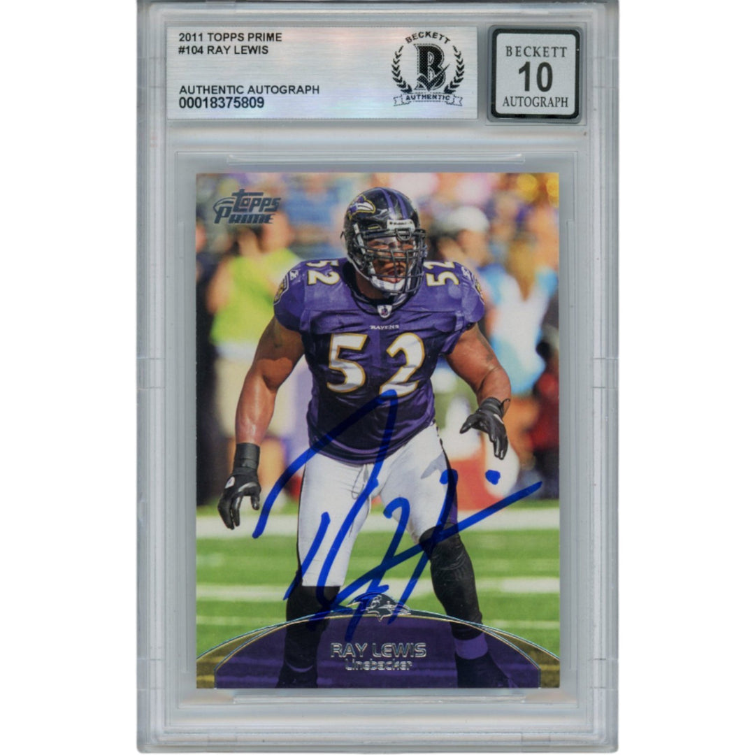 Ray Lewis Autographed 2011 Topps Price #104 Trading Card Beckett 52971