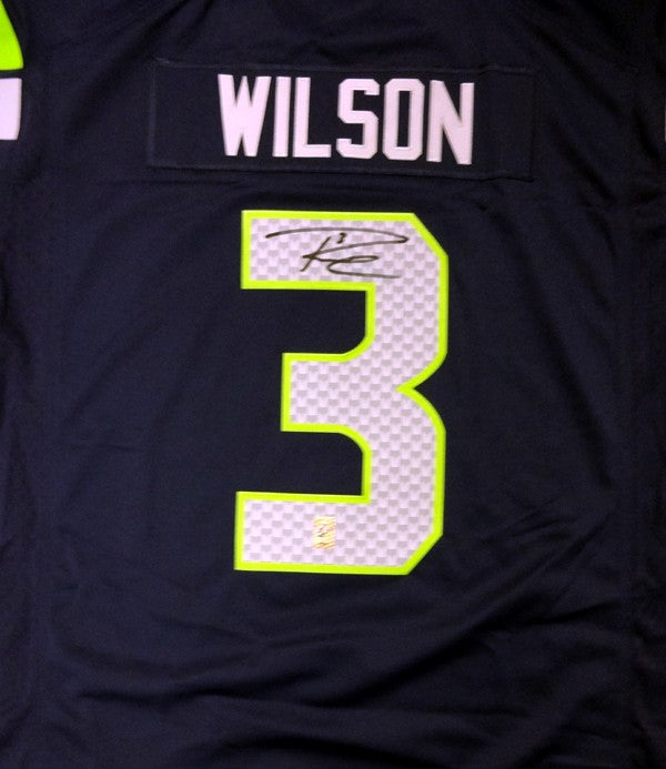 Seattle Seahawks Russell Wilson Signed Blue Nike Twill Jersey Size XXL RW Holo