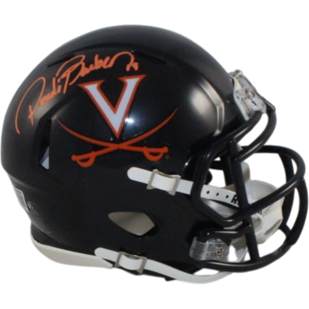 Ronde Barber Autographed Virginia Cavaliers Black Mini Helmet Beckett WIT 55447