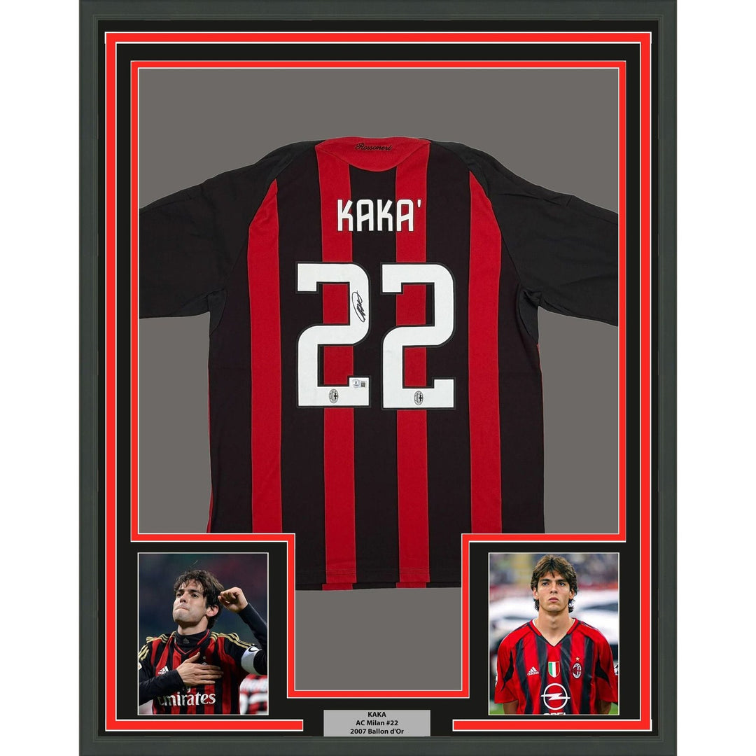Framed Autographed/Signed Ricardo Kaka 35x39 AC Milan Jersey Beckett COA