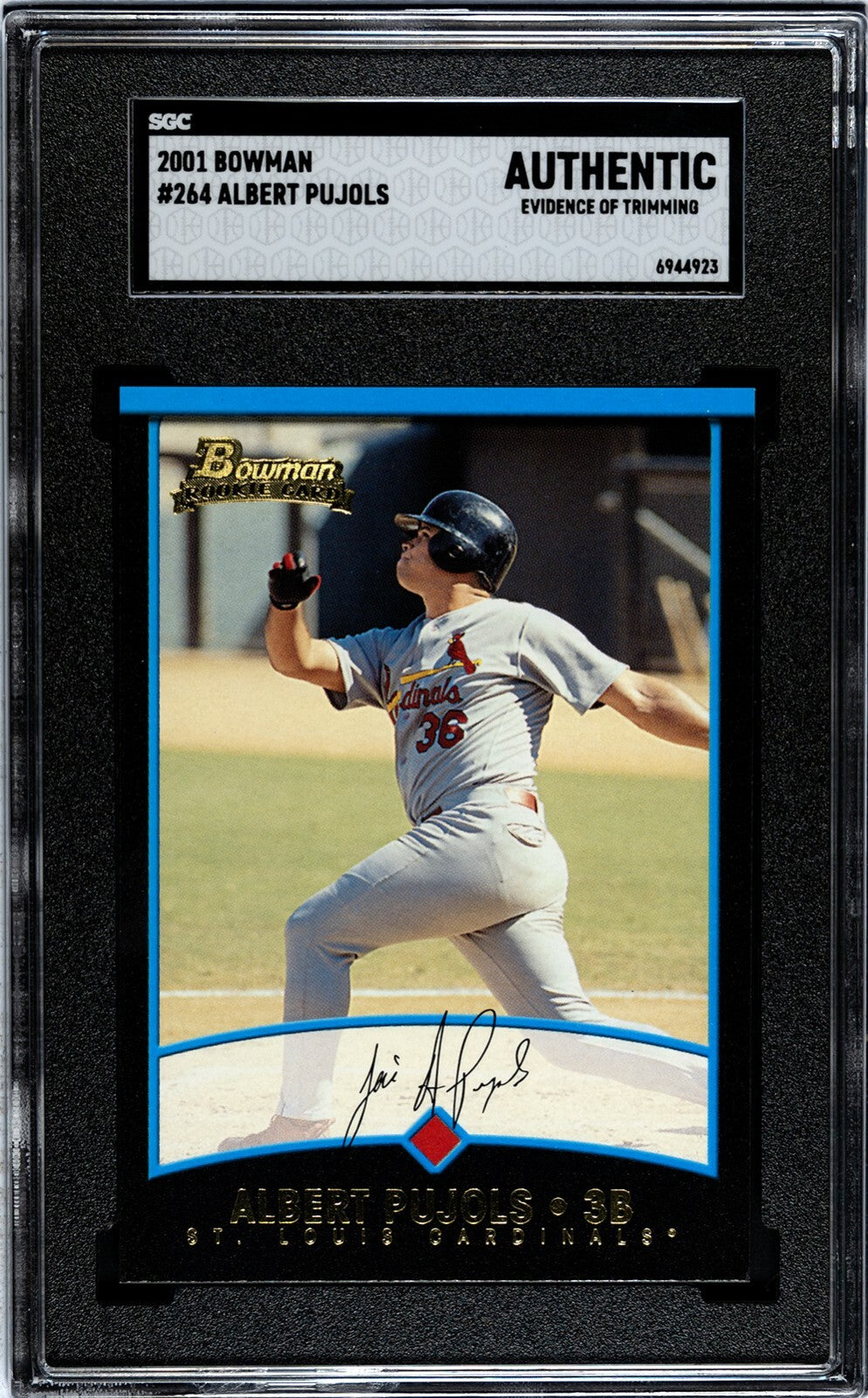 Albert Pujols 2001 Bowman Rookie Card (RC) #264- SGC Slabbed Authentic Trim
