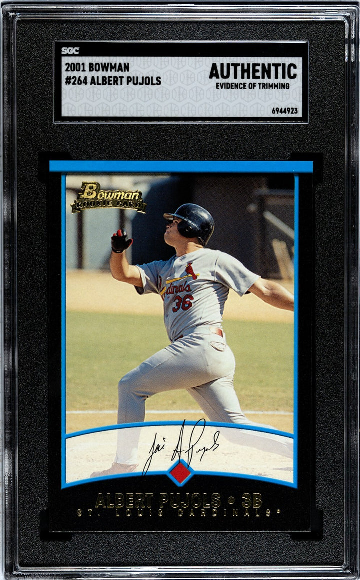 Albert Pujols 2001 Bowman Rookie Card (RC) #264- SGC Slabbed Authentic Trim