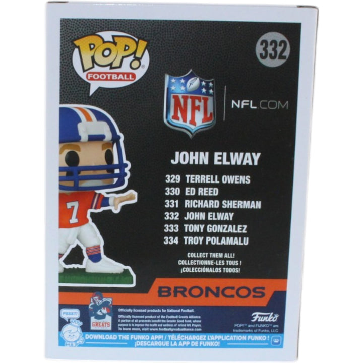 John Elway Autographed Denver Broncos Funko Pop! #332 Beckett Witness 55208