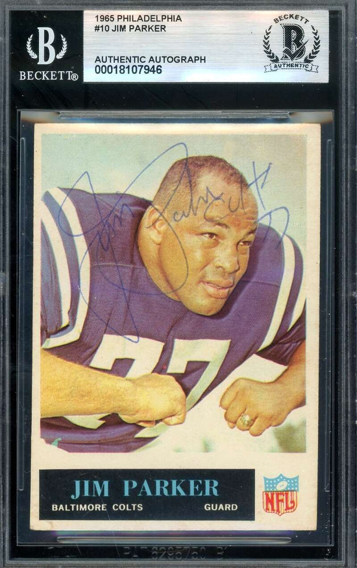 Jim Parker Beckett BAS Signed 1965 Philadelphia Autograph