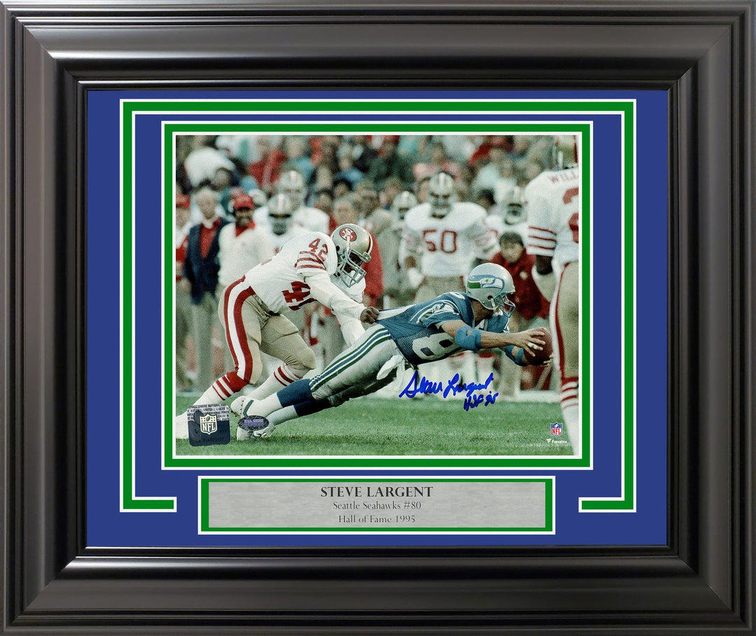 Steve Largent Signed Framed 8x10 Photo Seattle Seahawks "HOF 95" MCS Holo