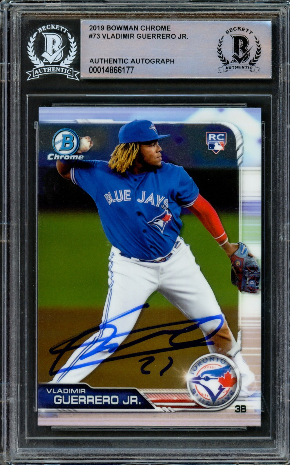 Vladimir Guerrero Jr. Signed 2019 Bowman Chrome RC 73 Toronto Blue Jays Beckett