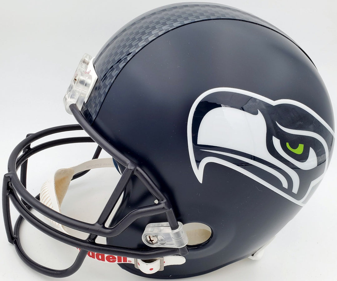 Russell Wilson Signed Seahawks Full Size Replica Helmet In Silver RW Holo