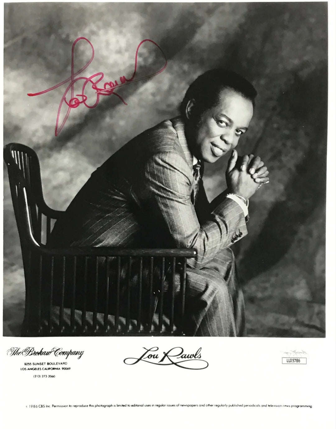 Lou Rawls Autographed 8x10 Celebrity Card Board Photo (JSA)