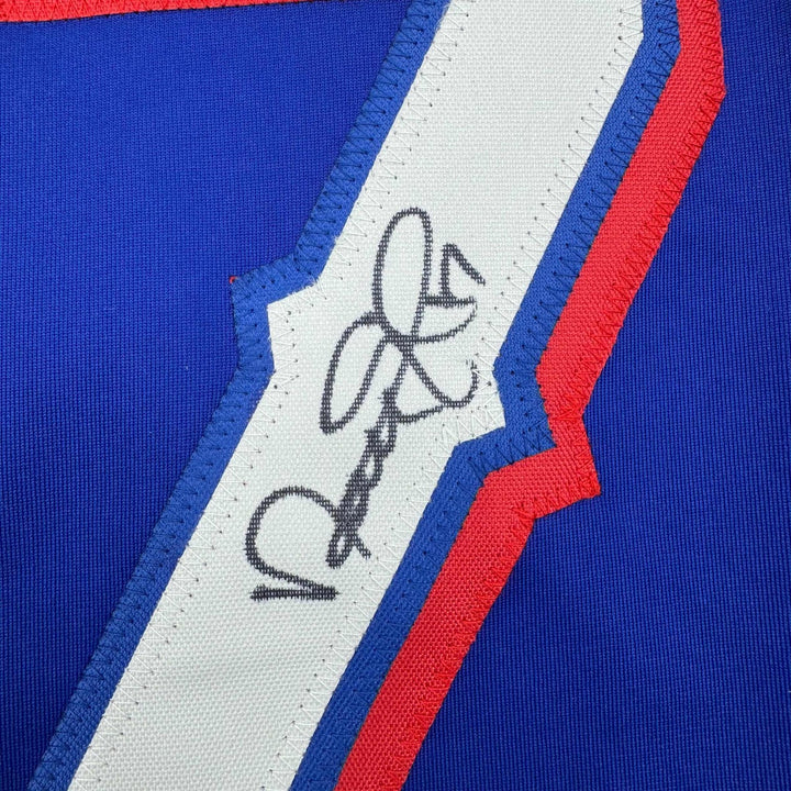 Autographed/Signed Nathan Eovaldi Texas Blue Jersey Beckett BAS COA