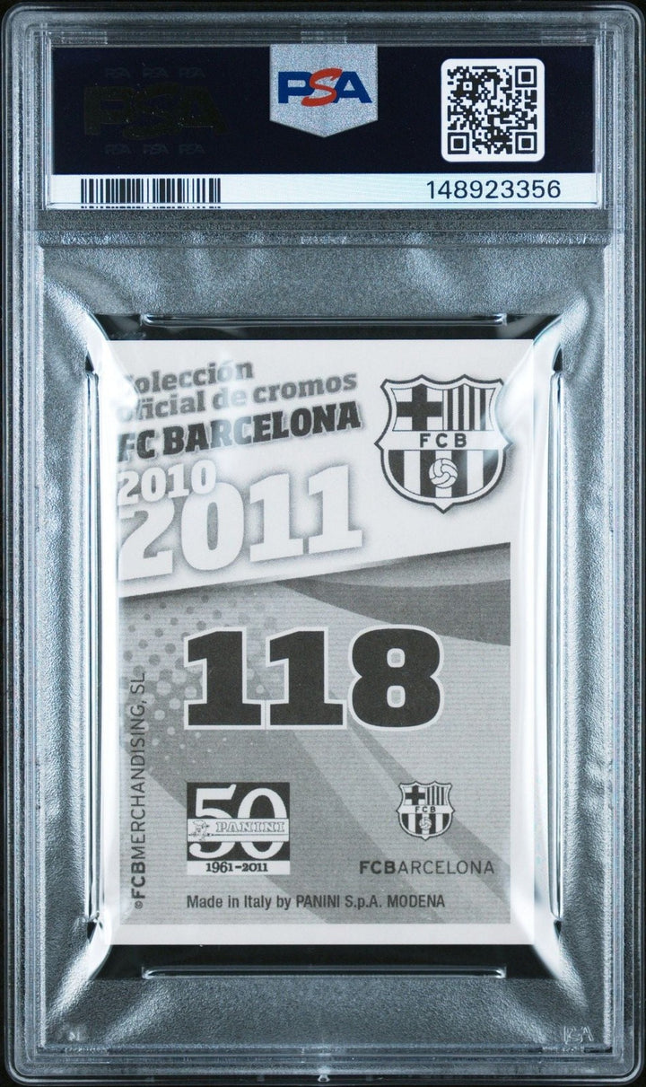 Graded 2010 Panini Lionel Messi #118 Barcelona Stickers Soccer Card PSA 10