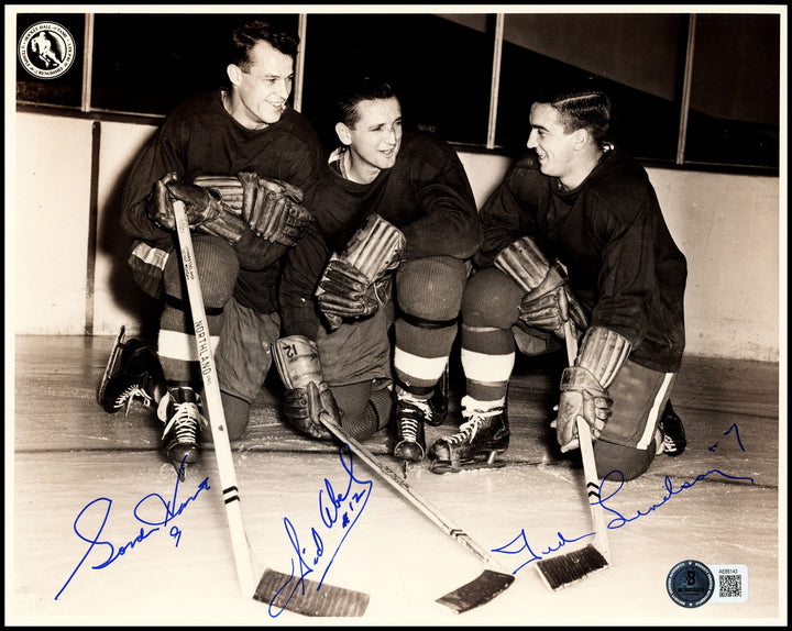 Gordie Howe, Sid Abel & Ted Lindsay Signed 8x10 Photo Production Line Beckett