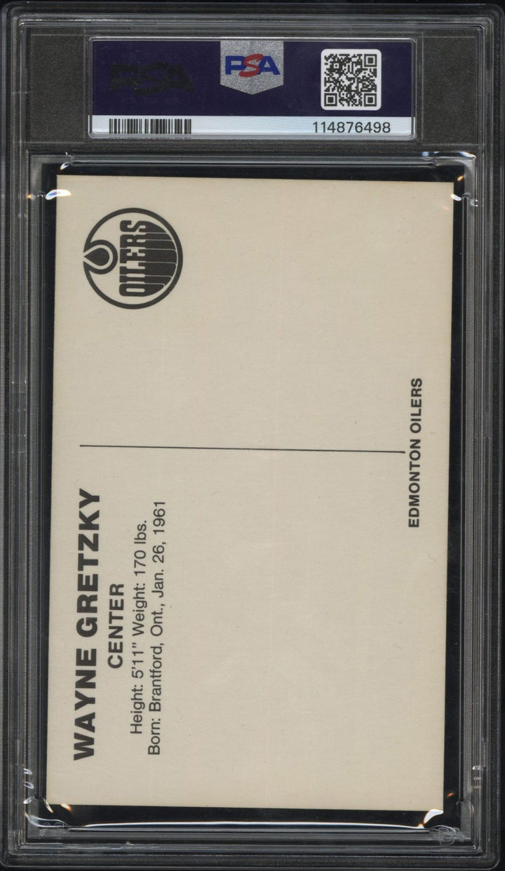 WAYNE GRETZKY SIGNED 1979 EDMONTON OILERS POSTCARD ROOKIE RC PSA AUTO 10