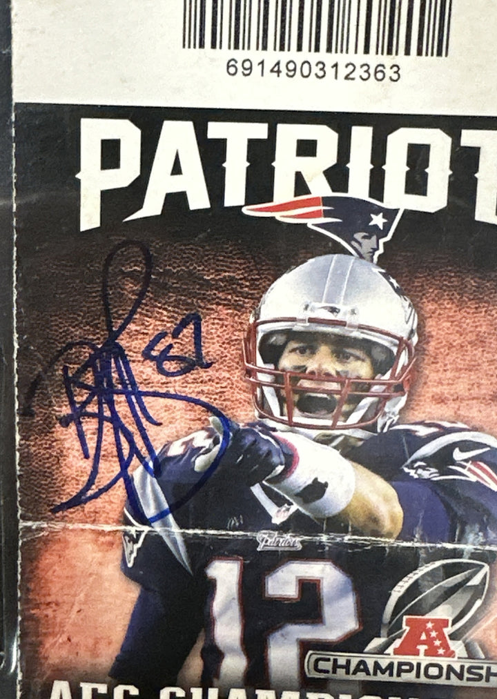 Patriots AFC Championship Ticket Deflate Game Tom Brady Reggie Wayne Auto Psa 10