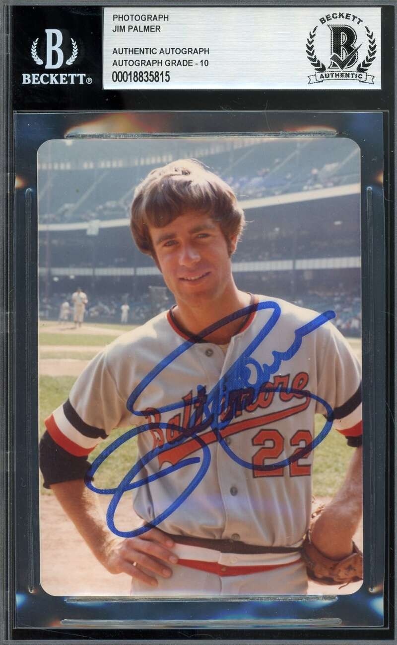 Jim Palmer Gem Mint 10 Beckett BAS Signed 3x5 Photo Orioles Autograph