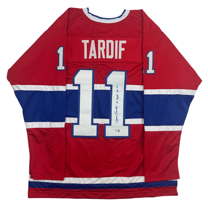 Autographed/Signed Marc Tardif Montreal Red Hockey Jersey BAS COA