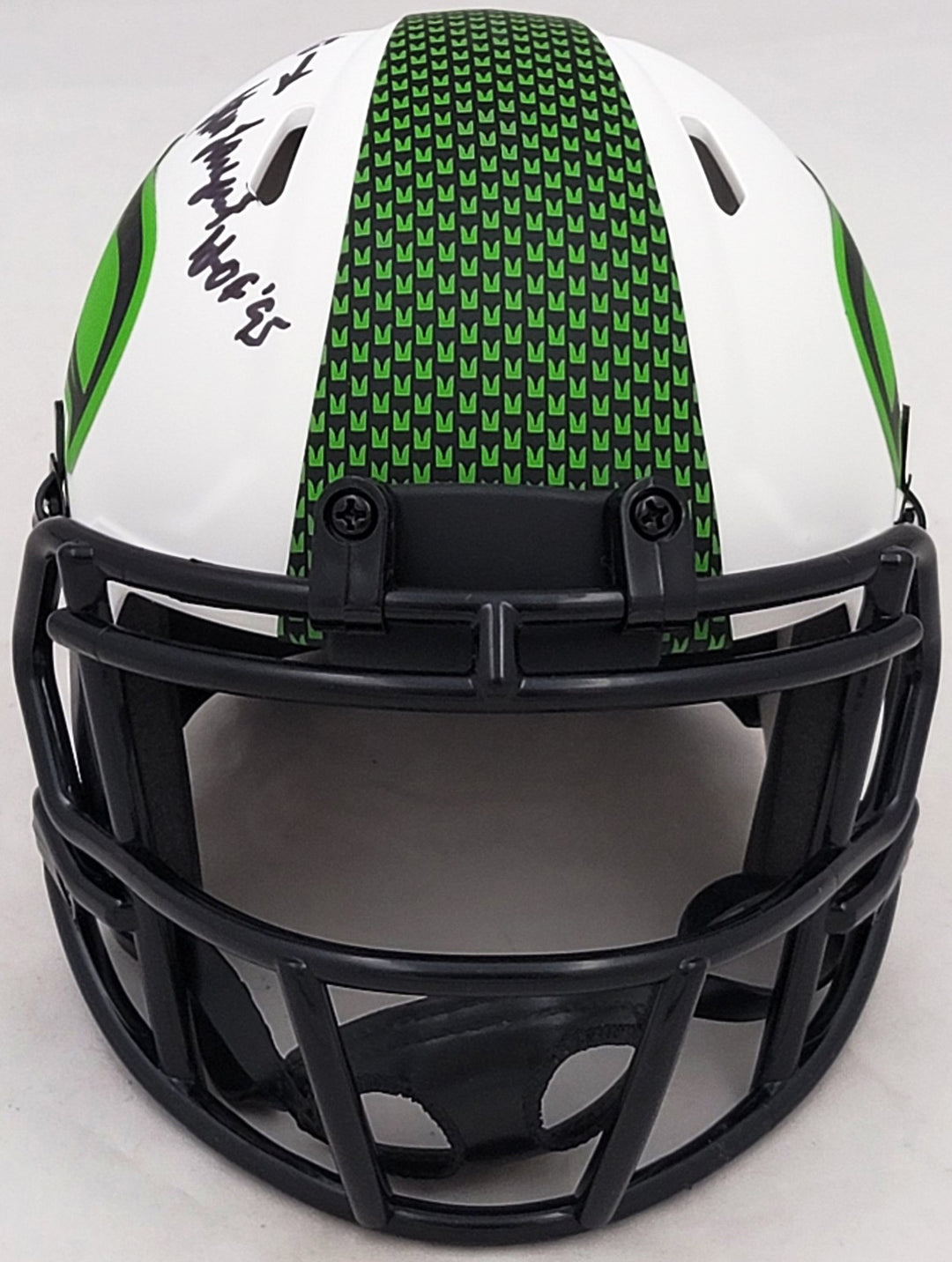 Steve Largent & Jim Zorn Auto Seahawks Lunar Eclipse White Speed Mini Helmet MCS