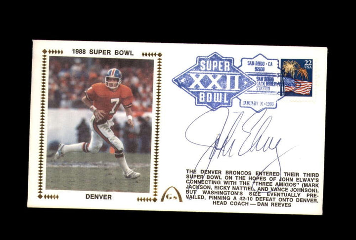 John Elway PSA DNA Signed FDC 1988 First Day Cover Cache Super Bowl Autograph
