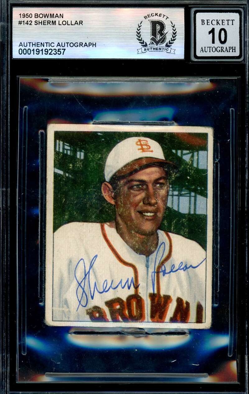 Sherm Lollar Gem Mint 10 Beckett BAS Signed 1950 Bowman Autograph
