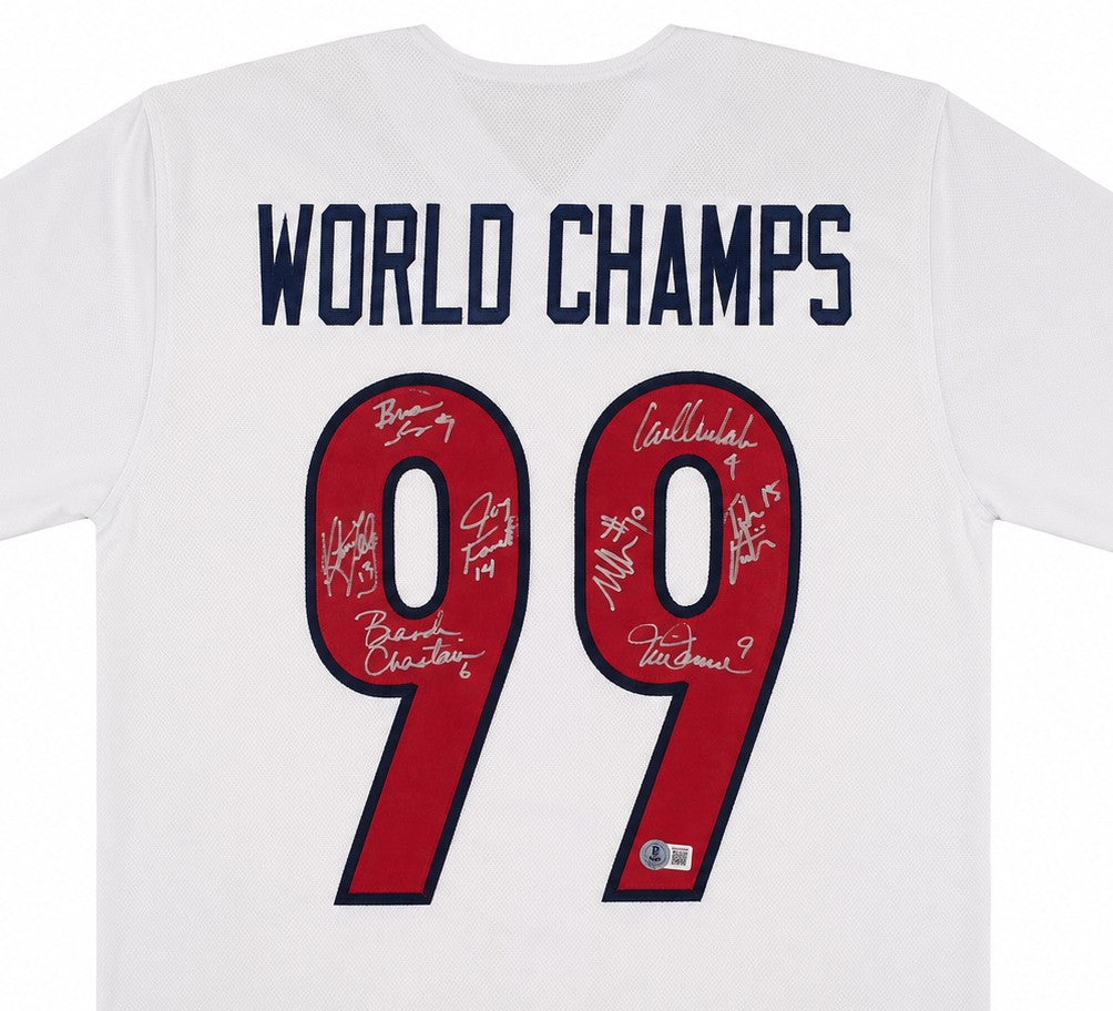 Team USA 1999 Women's World Cup Champions Signed White Jersey With 8 Sigs Hamm
