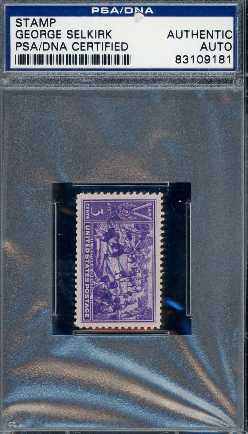 George Selkirk PSA DNA Coa Signed 1939 Centennial Stamp Autograph