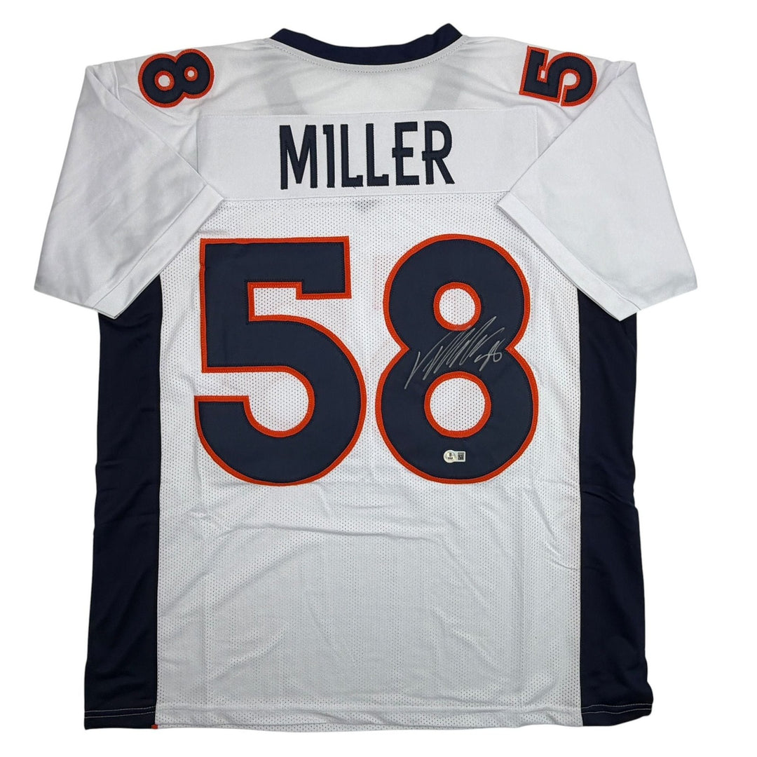 Autographed/Signed Von Miller Denver White Football Jersey Beckett BAS COA